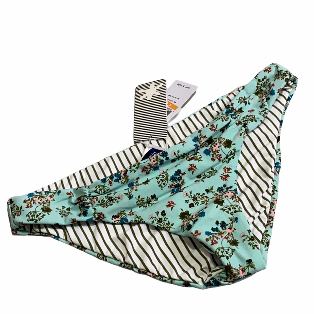 New Splendid Bikini Bottom SM Reversible Retro Pant Picturesque Floral Stripe